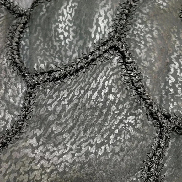 NORMA Canada Vintage 1980's Patchwork Art Knit Sweater Jacket Leather Size M - Picture 9 of 10